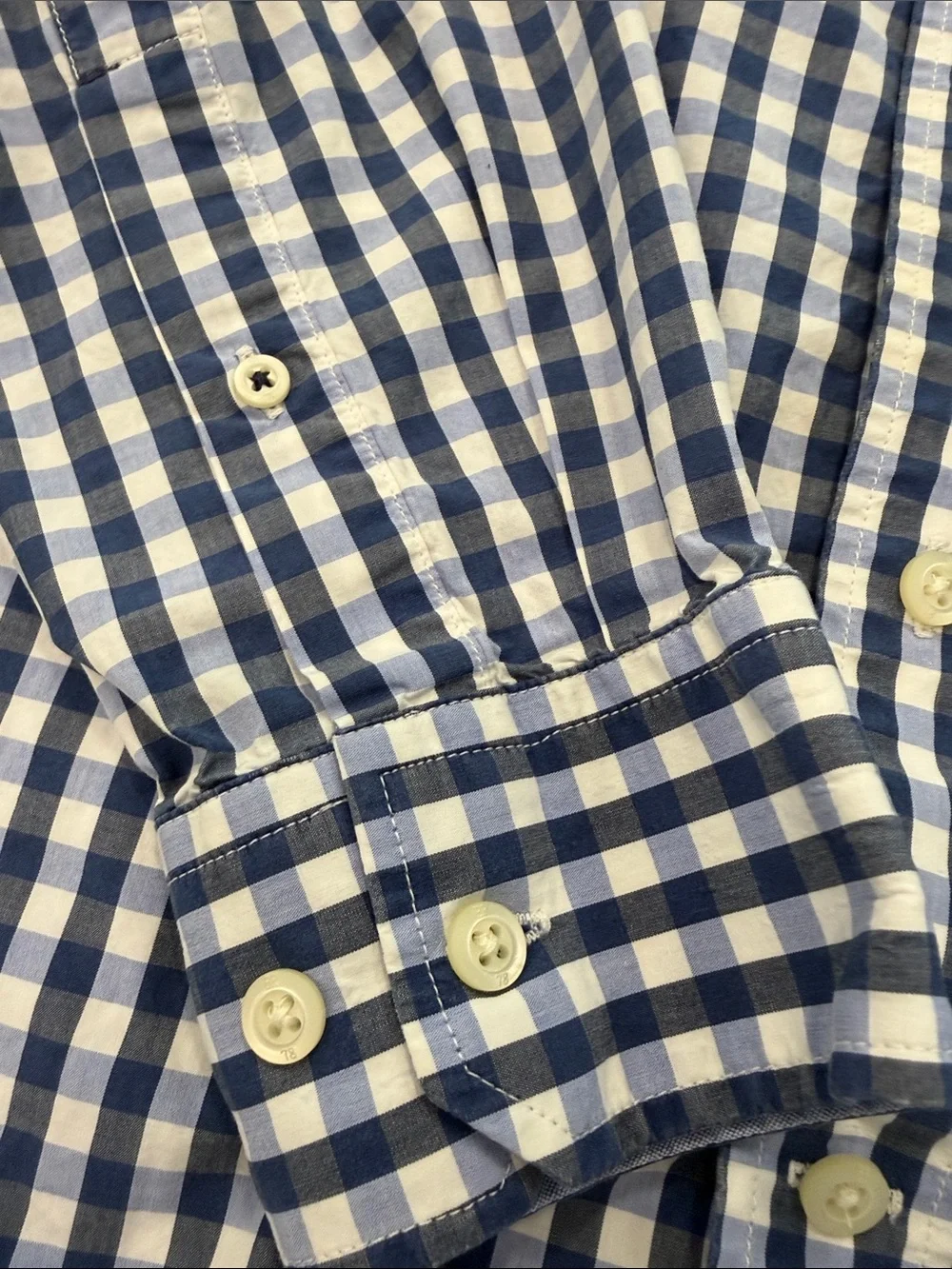 Banana Republic Blue and White Gingham Button-Down Shirt